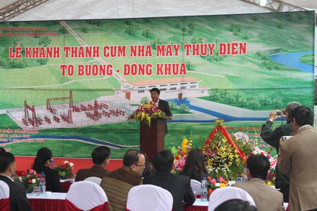 đ/c Nguyễn Văn Sơn - Bí thư Đảng ủy - CT HĐQT Công ty cổ phần Sông Đà 11 phát biểu tại buổi lễ khánh thành